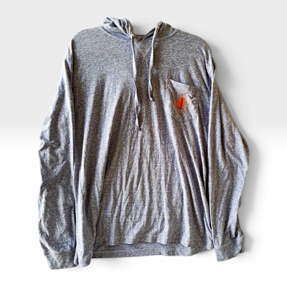 johnnie-O Zamora Hoodie Mens L Gray Slub Pocket Surf Logo Lightweight Pullover